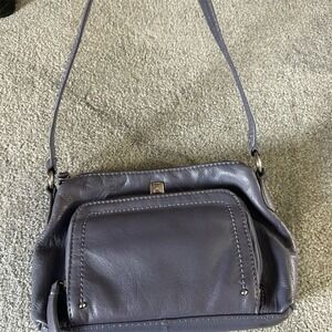 Stone Mountain Women's Gray Leather Shoulder Bag Adjustable Strap Casual